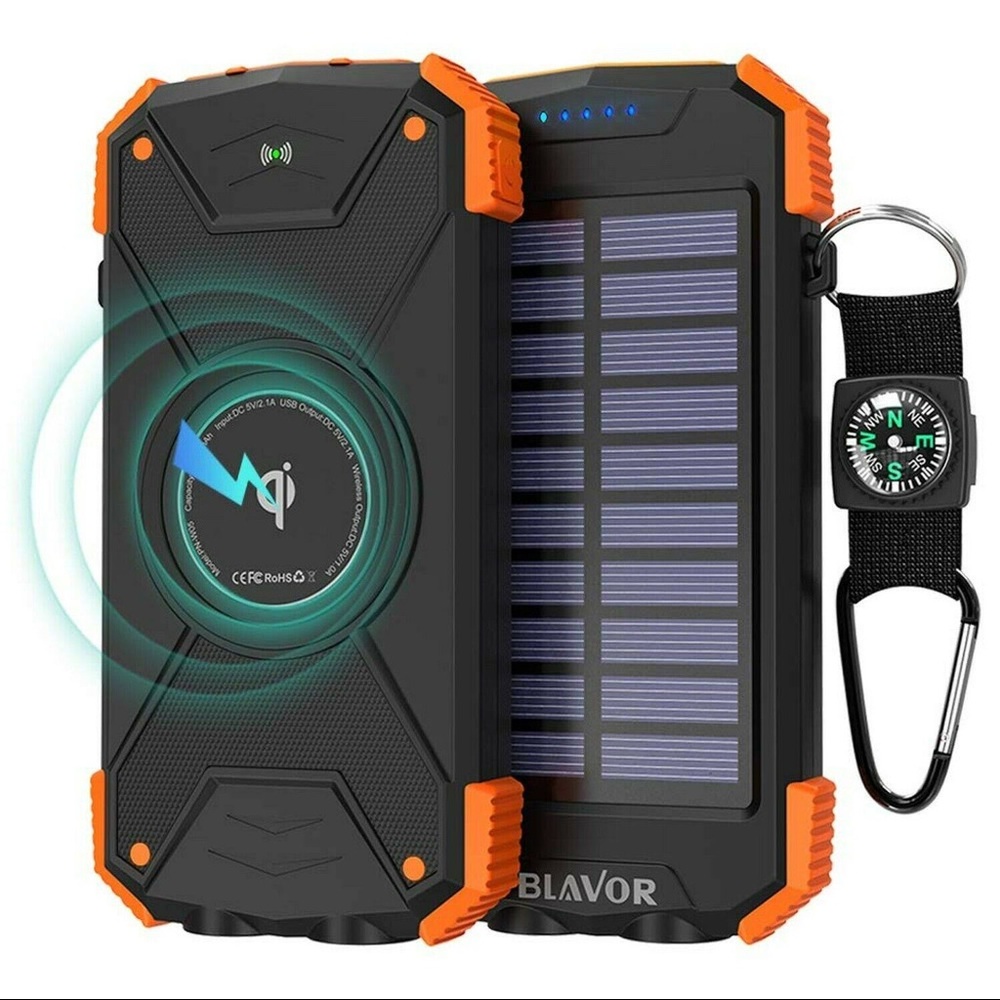 Blavor Solar Power Bank Orange and Black Charger